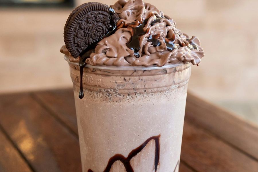 Thick cookie shake topped with cream
